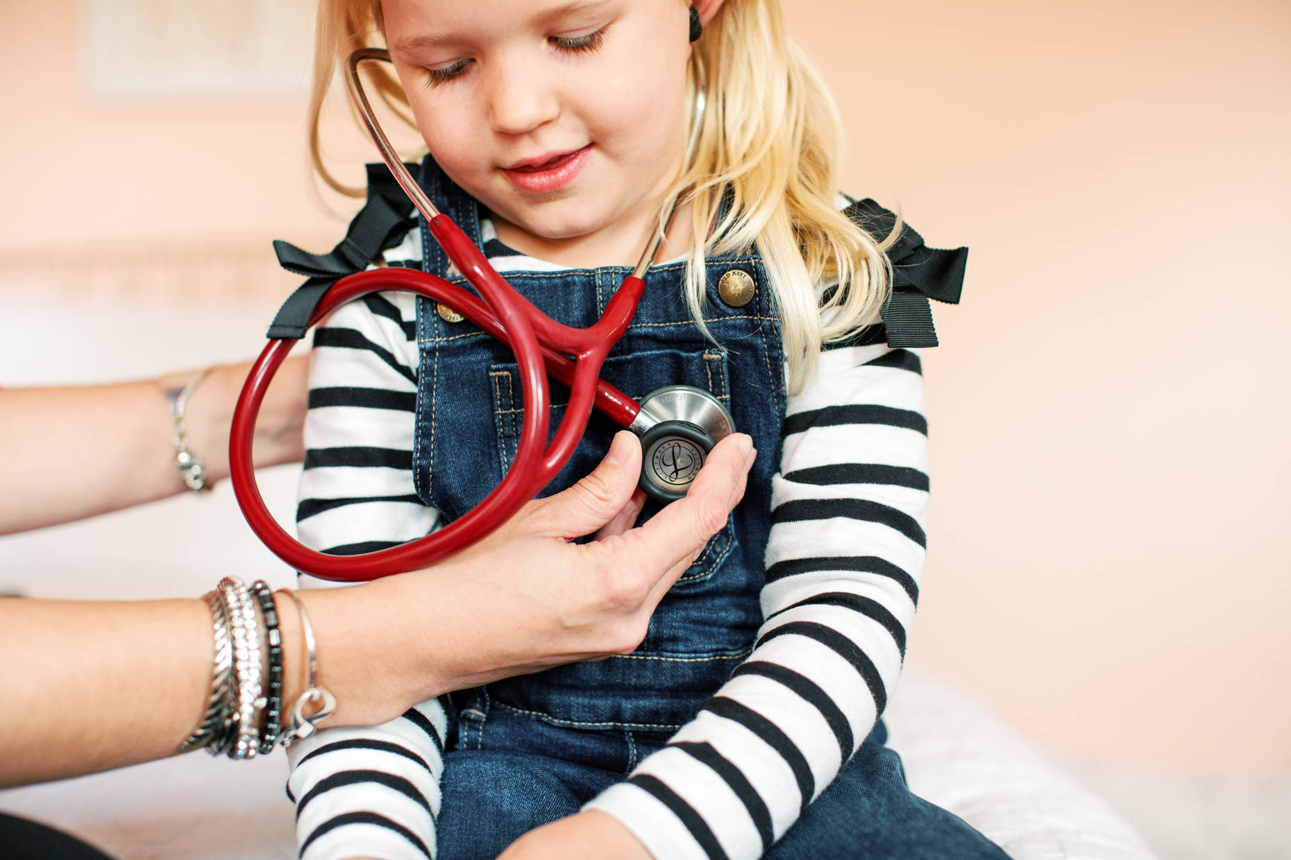 at home healthcare stethoscope young girl